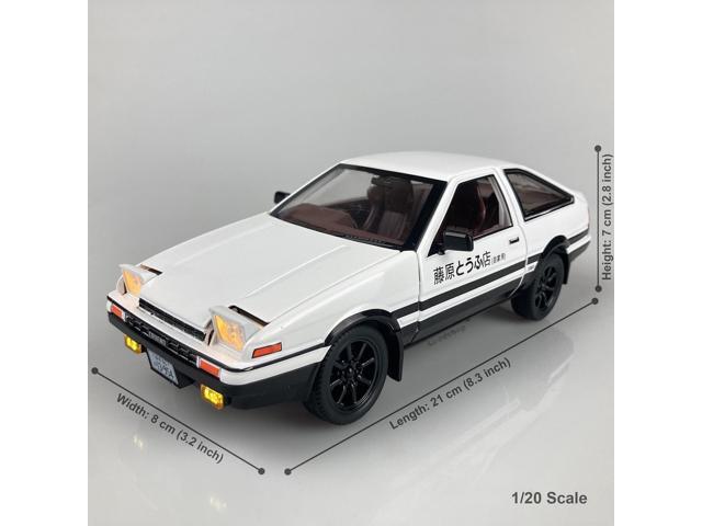 MiniAuto 1:20 Scale Initial D Trueno AE86 Sprinter Alloy Diecast Model Pop-up Headlights the Drift Car of Fujiwara Takumi (White)
