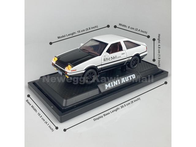 MiniAuto 1:28 Scale Initial D Trueno AE86 Diecast Car Model Doors Openable With Light & Sound Black & White Color