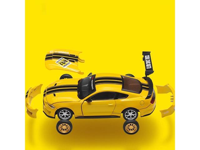 CCA 1:42 Ford Mustang GT 2018 Modified Cars Diecast Model Assemble Kits Toy (Color Yellow)
