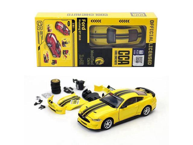CCA 1:42 Ford Mustang GT 2018 Modified Cars Diecast Model Assemble Kits Toy (Color Yellow)