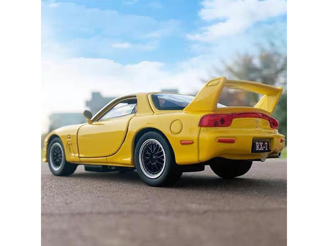 JackieKim 1:32 Scale Mazda RX-7 FD3S Diecast Sport Car Model Initial-D Takahashi Keisuke RX7 Yellow Color