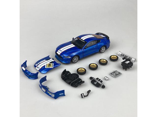 CCA 1:42 Ford Mustang GT 2018 Modified Cars Diecast Model Assemble Kits Toy (Color Blue)