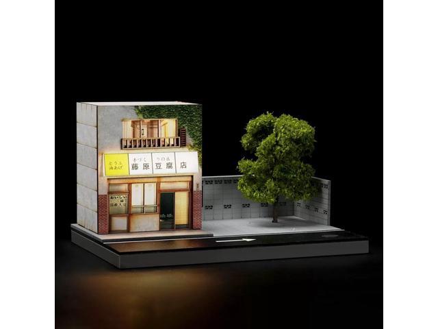 1:64 Scale Fujiwara Tofu Shop Assembly Scene from Comic Initial D, Home Desktop Decoration