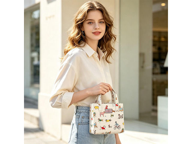 Cath Kidston Small Bookbag S Size Open Top Handled Handbag Lunch Bag Water Resistant Oilcloth Tote Garden Animals Pattern (Small Park Dogs / Warm...