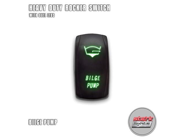 BILGE PUMP - Green - 5-PIN Laser Etched LED Rocker Switch Dual Light - 20A 12V ON/OFF photo