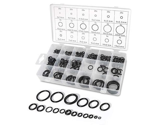 225Pcs/18 Sizes Rubber O-Ring Sealing Gasket Washer Seal Assortment Kit for Car Auto Vehicle Repair Air Conditioning Compressor Seals Gas. photo