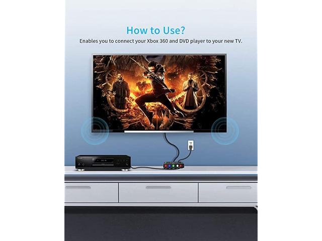 Component to HDMI YPbPr to HDMI Converter 5RCA RGB to HDMI Converter Adapter Supports 1080P Video Audio Converter Adapter HDMI V14 for DVD PSP...