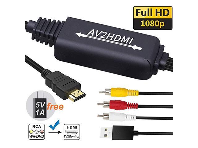 RCA to HDMI Converter Cable AV to HDMI Adapter Cable Cord 3RCA CVBS Composite Audio Video in to 1080P HDMI Out Supporting PAL NTSC for Wii VHS VCR...