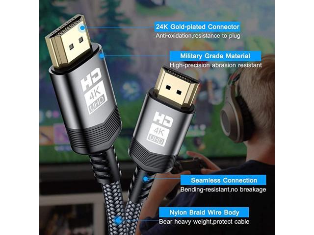 4K HDMI Cable 25ft HDMI 20 Lead Cable High Speed 18Gbps Gold Plated Nylon Braid Cord Supports 4K60Hz2K144Hz3DHDRUHD 2160P1440P1080PHDCP 22ARC for...