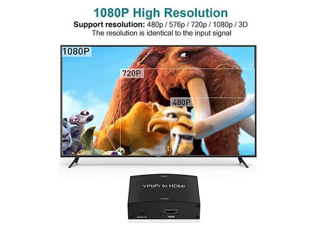 Component to HDMI Converter 5RCA Component RGB YPbPr to HDMI Converter v13 HDCP Video Audio Converter Adapter for DVD PSP Xbox 360 to New HDTV or...
