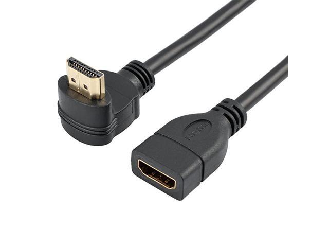 HDMI Extension Cable High Speed 90Degree Angle HDMI Male to Female Extension Wire Cord HDMI Extender Gold Plated Plugs Black 05FT