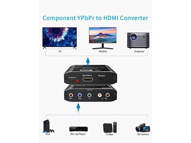 Component to HDMI YPbPr to HDMI Converter 5RCA RGB to HDMI Converter Adapter Supports 1080P Video Audio Converter Adapter HDMI V14 for DVD PSP...