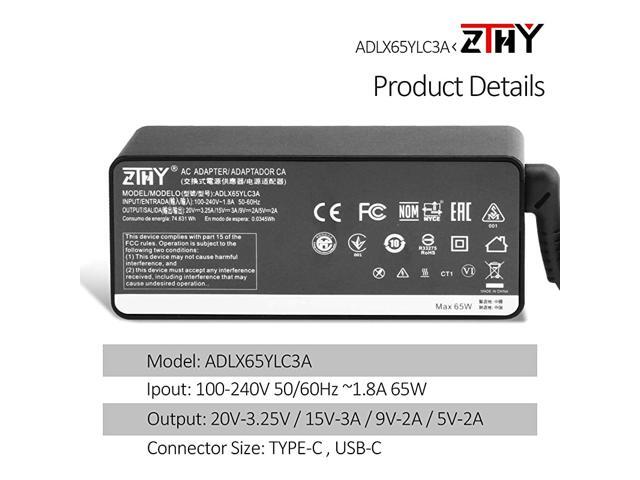 Lenovo 65W Type C USBC Laptop Charger AC Adapter Compatible with Lenovo Thinkpad P52s T470 T480 T480s T580 T590 L390 L480 X280 E480 E485 Chromebook...