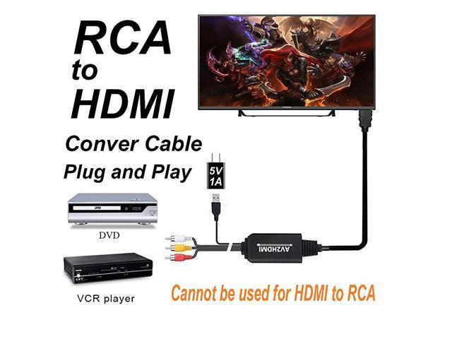 RCA to HDMI Converter Cable AV to HDMI Adapter Cable Cord 3RCA CVBS Composite Audio Video in to 1080P HDMI Out Supporting PAL NTSC for Wii VHS VCR...