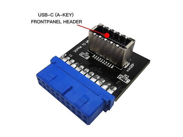 USB 3.0 (3.1 Gen 2) Internal (19-Pin) Header to USB 3.1/3.2 Type-C (20-Pin) A-Key Front Panel Adapter