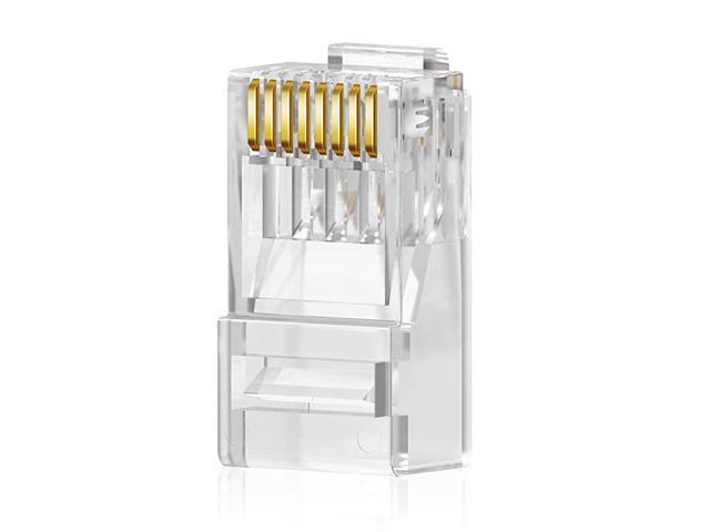 CAT6 RJ45 Connectors Ethernet End GoldPlated 8P8C UTP Network Plug for Solid Wire amp Standard Cable Transparent Crimp Connector Cat6a Cable...