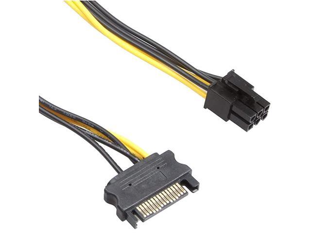 5 Pack 6 Pin PCIe to SATA Power Cable 8 Inches 20cm SATA15Pin Male to 6Pin HSG