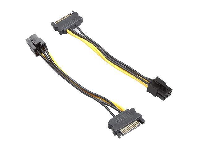5 Pack 6 Pin PCIe to SATA Power Cable 8 Inches 20cm SATA15Pin Male to 6Pin HSG