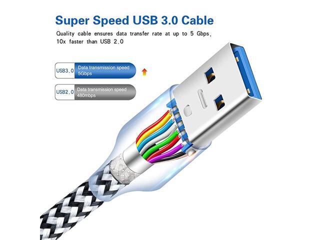 USB 30 Cable A Male to B Male 2Pack 6ft long USB 3 Cable braided USB 30 A to B Cable Cord White