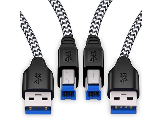 USB 30 Cable A Male to B Male 2Pack 6ft long USB 3 Cable braided USB 30 A to B Cable Cord White