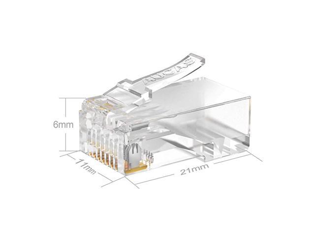 CAT6 RJ45 Connectors Ethernet End GoldPlated 8P8C UTP Network Plug for Solid Wire amp Standard Cable Transparent Crimp Connector Cat6a Cable...