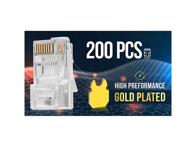 RJ45 Cat6 Pass Through Connectors Modular Plug for Solid or Stranded UTP Network Cable (Quantity 50)