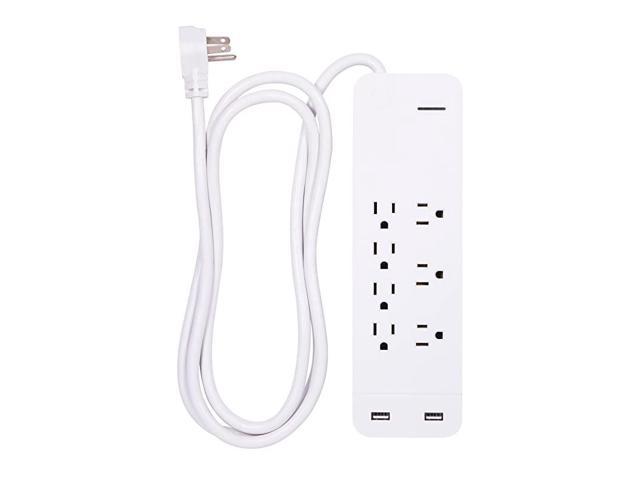 White, Strip Sur Protector Charr, 7 Outlets, 2 USB Ports, Fast Char, Flat Plug, Long Power Cord, 6 Feet, Wall Mount, Warranty, 36363, 6 Ft photo