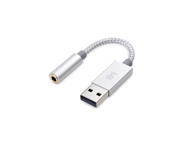 Premium Braided USB to 35mm Audio Adapter USB Audio Adapter with Built in DAC Codec for Windows and macOS