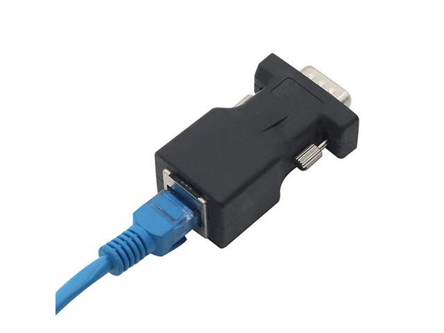 RS232 Male Port to RJ45 Female Connector Card Serial Port Extender to LAN CAT5 CAT6 RJ45 Network Ethernet Cable Adapter