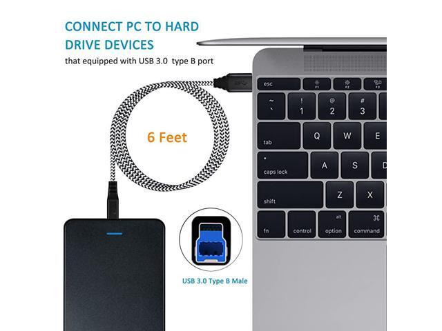USB 30 Cable A Male to B Male 2Pack 6ft long USB 3 Cable braided USB 30 A to B Cable Cord White