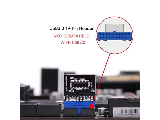 USB 3.0 (3.1 Gen 2) Internal (19-Pin) Header to USB 3.1/3.2 Type-C (20-Pin) A-Key Front Panel Adapter