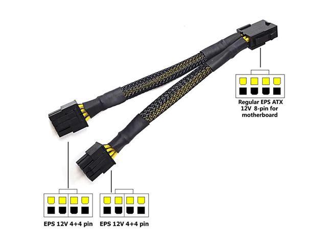 EPS 8 Pin Splitter ATX CPU 8 Pin Female to Dual 84+4 Pin Male 12V for Motherboard Power Adapter Cable Braided Sleeved EPS YSplitter 8 Pin EPS...
