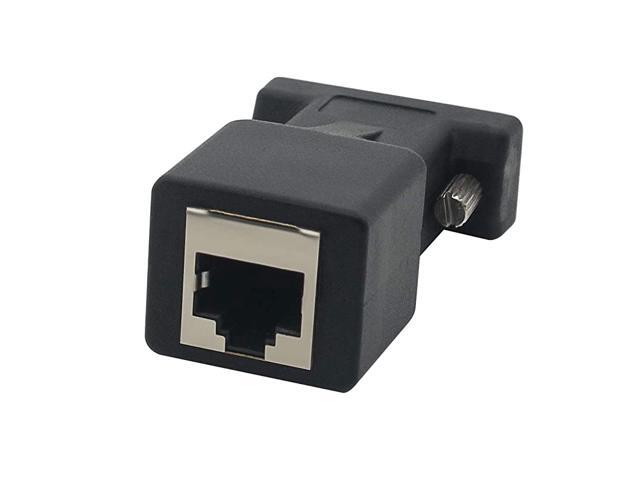 RS232 Male Port to RJ45 Female Connector Card Serial Port Extender to LAN CAT5 CAT6 RJ45 Network Ethernet Cable Adapter