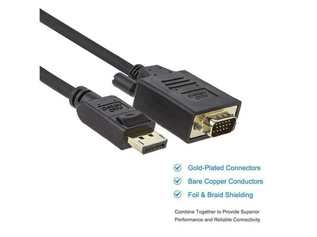 DP to VGA Cable 6ft, [2-Pack] DisplayPort to VGA Cable Gold Plated, DP Male to VGA Male Cable, Black