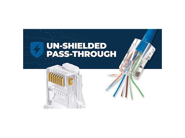 RJ45 Cat6 Pass Through Connectors Modular Plug for Solid or Stranded UTP Network Cable (Quantity 50)