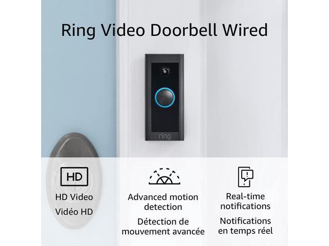 Ring Video Doorbell Wired Convenient, essential features in a slimmed-down design, pair with Ring Chime to hear audio notifications in your home...
