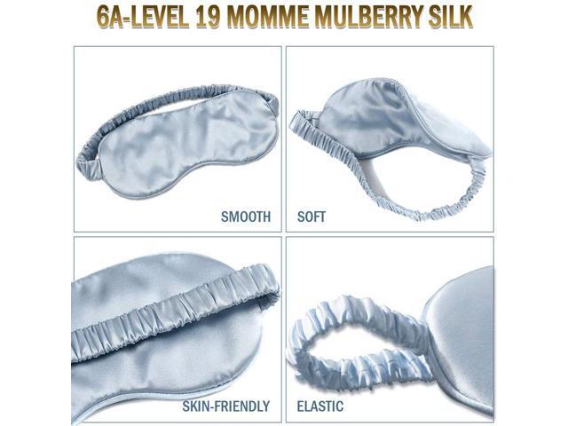 Sleep Silk Eye Mask for Sleeping Unisex,100% Pure Mulberry Silk Blackout Anti-Allergy Blindfold with Elastic Strap for Night,Travel,Nap,Meditation...