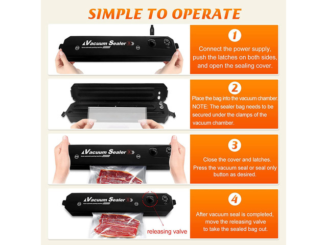 Vacuum Sealer Machine for Food Srorage, Automatic Food Sealer Dry Moist Air Sealing System, with 10 Food Vacuum Sealers Precut Bags