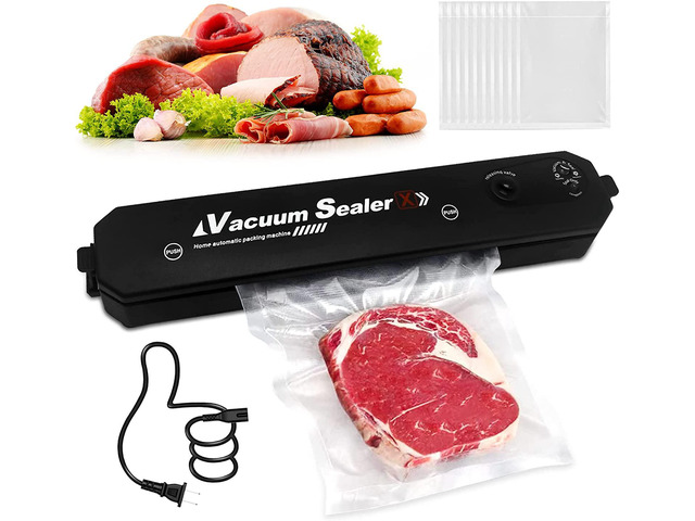 Vacuum Sealer Machine for Food Srorage, Automatic Food Sealer Dry Moist Air Sealing System, with 10 Food Vacuum Sealers Precut Bags