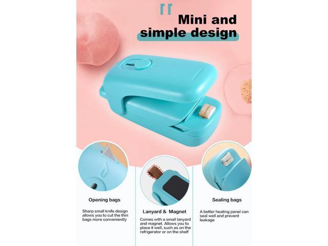 Mini Bag Sealer,Handheld Heat Vacuum Sealer,Cutter with Lanyard and 2 in 1 Heat Sealer,Portable Bag Resealer Machine for Plastic Bags Food Storage...