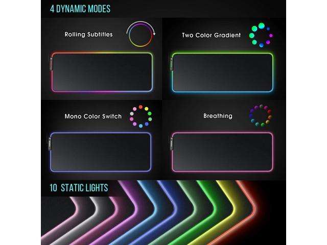RGB Soft Gaming Mouse Pad Large, Oversized Glowing Led Extended Mousepad,Non-Slip Rubber Base Computer Keyboard Pad Mat