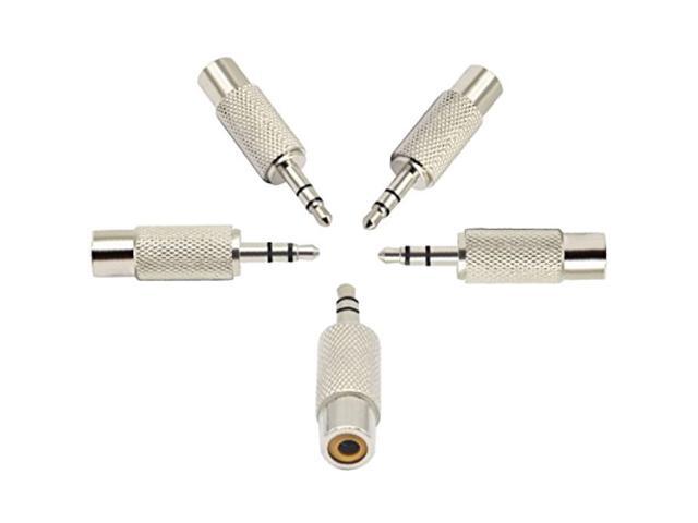 Rca To 3.5Mm Audio Adapter Metal 3.5Mm (1/8 Inch) Stereo Plug Male To Rca Female Jack Adaptor Connector(Silver)(5 Packs, 3-Pole)