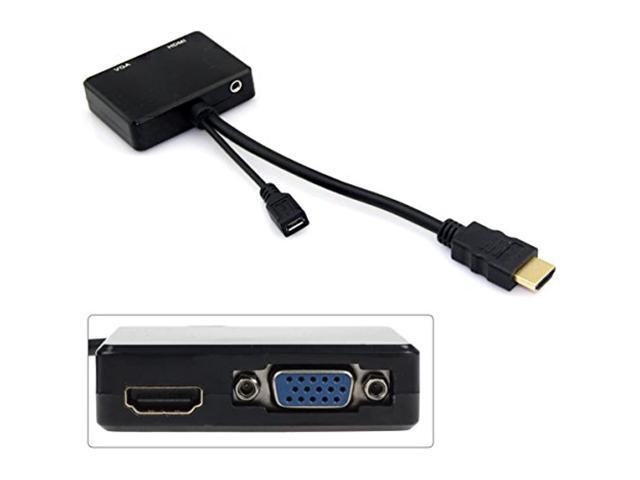 Hdmi To Vga & Hdmi Female Splitter With Audio Video Cable Converter Adapter For Hdtv Pc Monitor