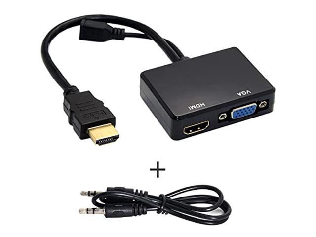 Hdmi To Vga & Hdmi Female Splitter With Audio Video Cable Converter Adapter For Hdtv Pc Monitor