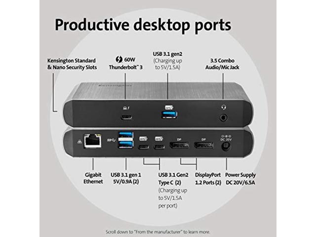 Sd5550t Thunderbolt 3 And Usb-C Dual 4K Hybrid Docking Station60W PdWindows And Mac (K38131na)