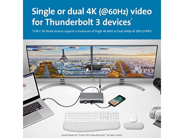 Thunderbolt 3 And Usb-C Docking Station Sd5600t100W Power Delivery, Sd Card Readers, Dual 4K Hdmi Or Displayport, For Mac, Windows And Surface...