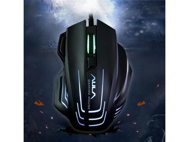 Aula Series Ghost Shark II Colourful Light 7D Optical Competitive USB Wired Game Mouse, Maximum Resolution of 4000 DPI (Black)