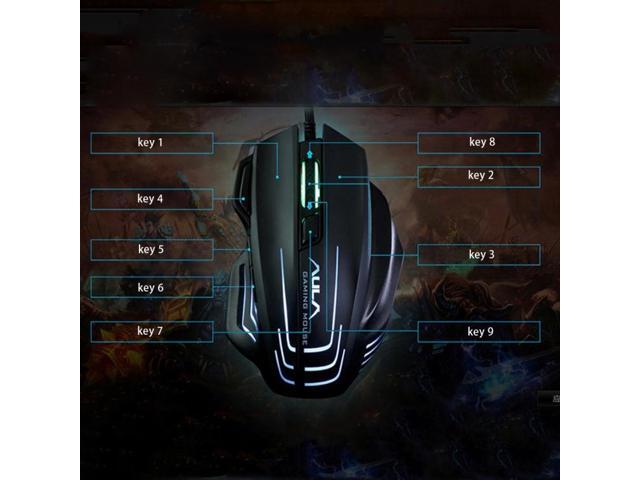 Aula Series Ghost Shark II Colourful Light 7D Optical Competitive USB Wired Game Mouse, Maximum Resolution of 4000 DPI (Black)