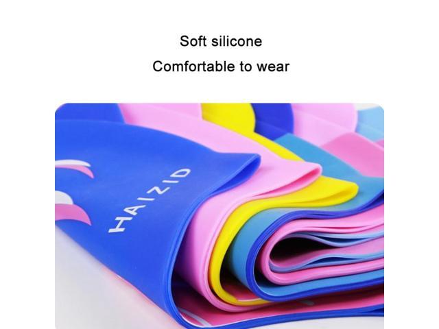 HAIZID Cute Cartoon Waterproof Silicone Children Swimming Cap HAIZID (Fish Scales Rose Red Pink) (Fish Scales Rose Red Pink)
