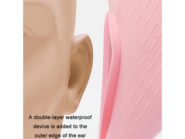 WAVE Waterproof Solid Color Ear Guard Silicone Swimming Cap, Color: Pink Pink